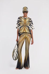 RC Ray Of Gold Print Trousers Gold TKT204-6HM33