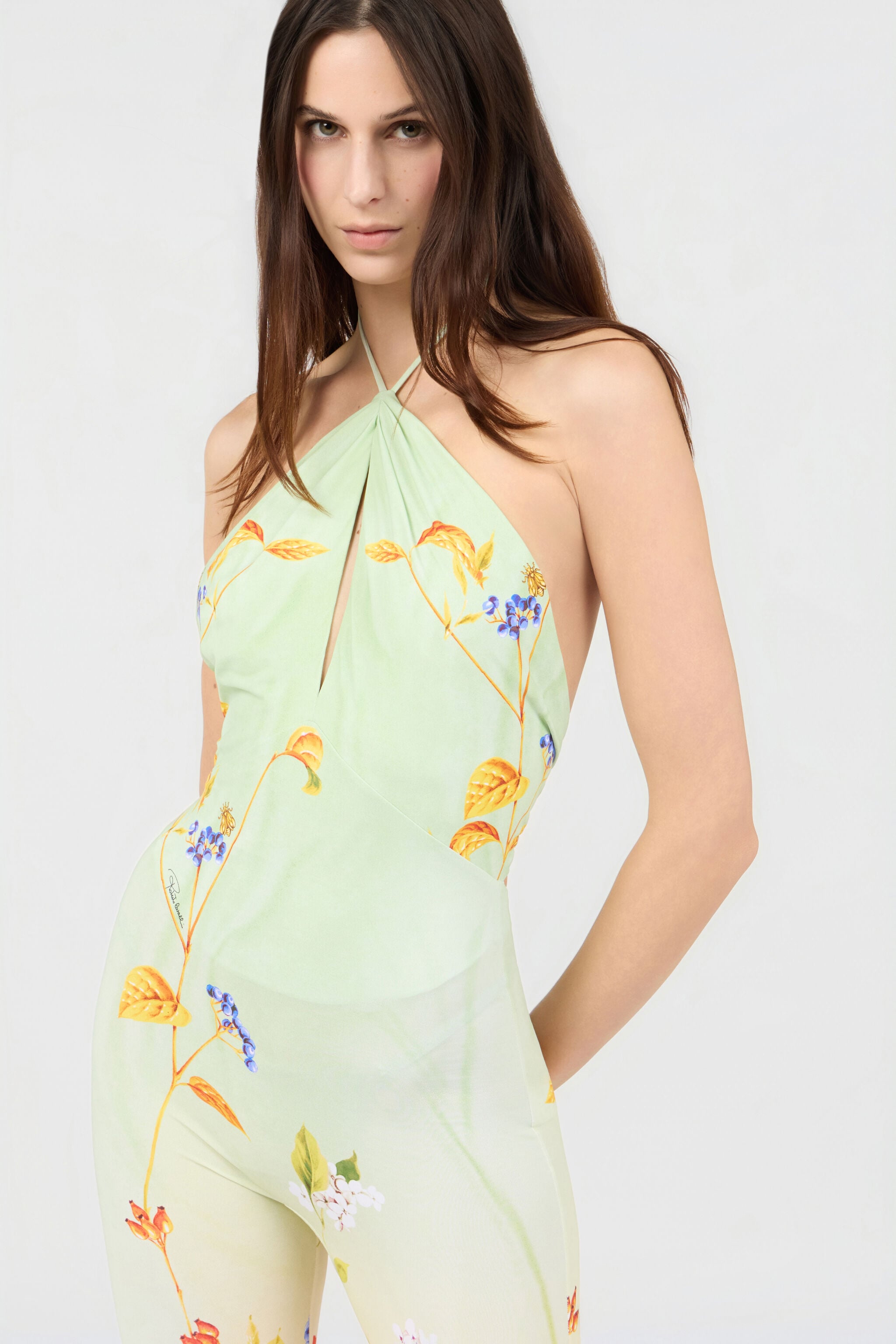 Miami Flowers Print Jumpsuit in GREEN/FUCHSIA for Women | Roberto