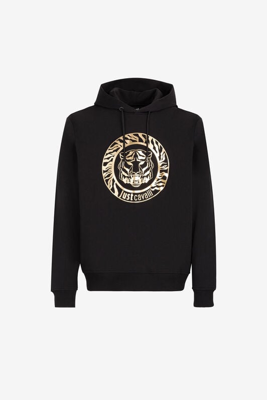JC Sudadera Just Cavalli con capucha, estampado Tiger y logotipo JC Sudadera Just Cavalli con capucha, estampado Tiger y logotipo BLACK/GOLD Q61312-Q0215