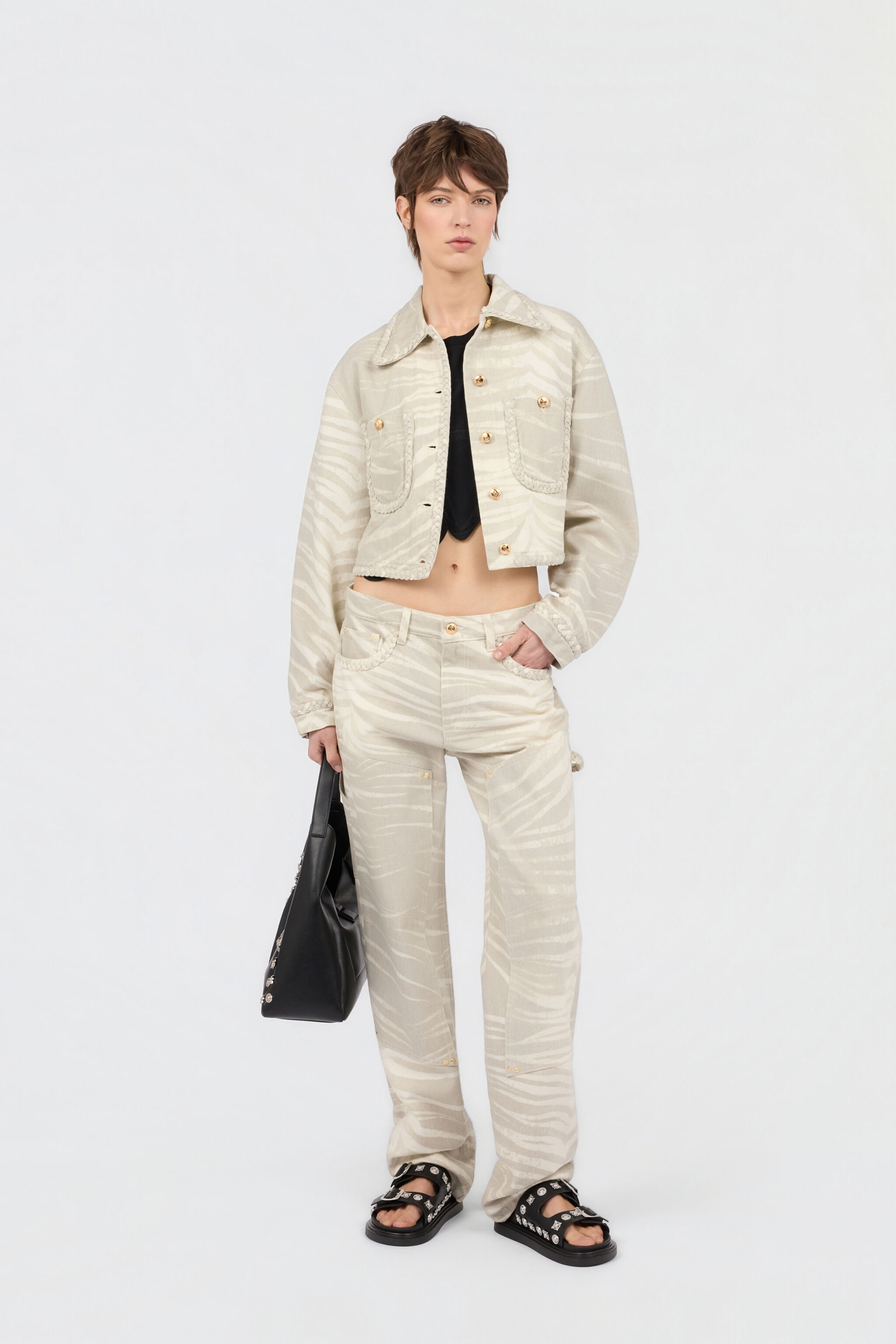 JC Natural Barb Print Jacket JC Natural Barb Print Jacket OFF WHITE WFT347-WF745