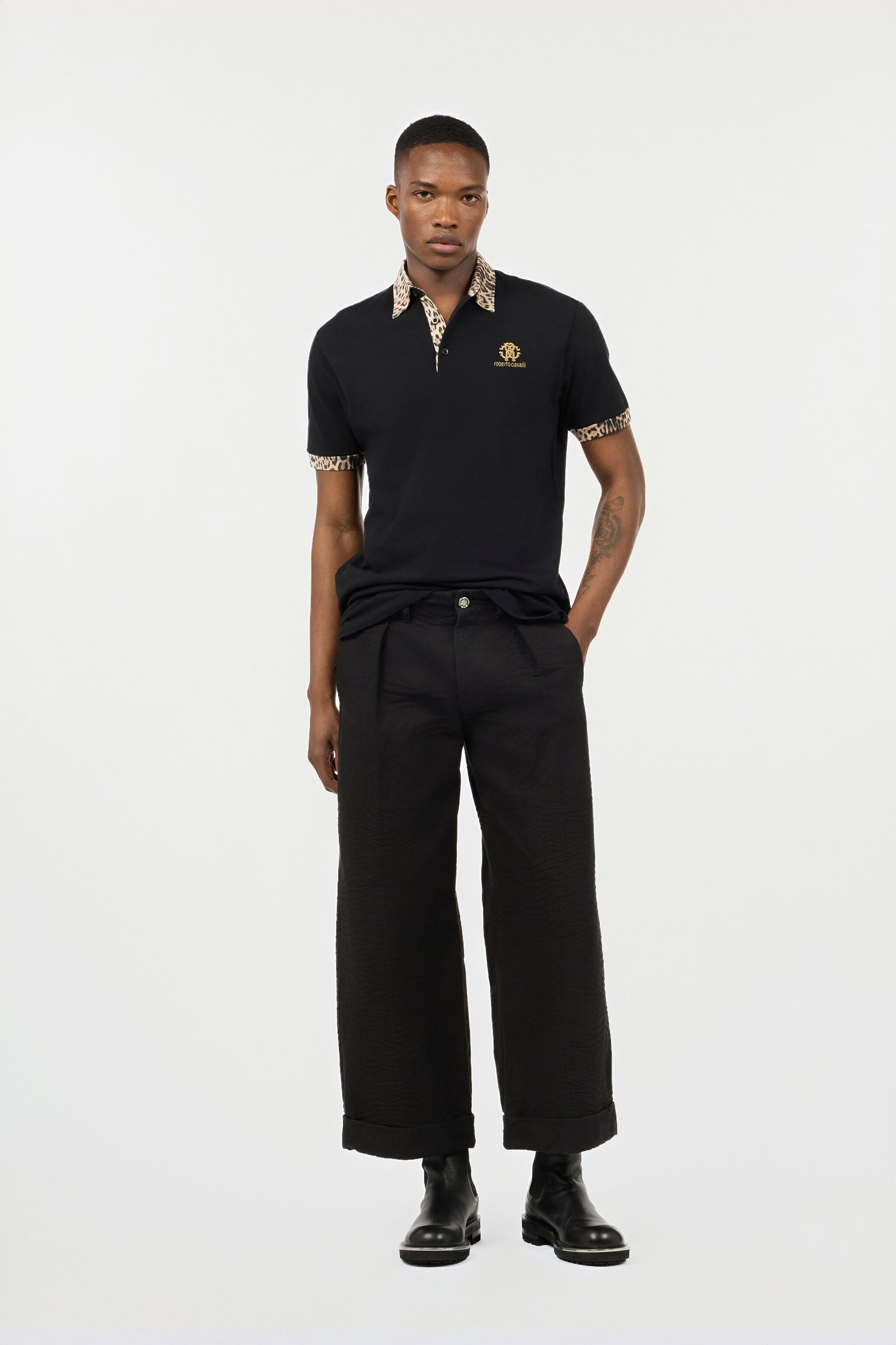 RC Black Polo with Jaguar Print Details RC Black Polo with Jaguar Print Details Black POT64E-KB001