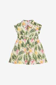 JU Broderie Anglaise Dress With Leaf And Flower Print Light green UJT110-ELO38