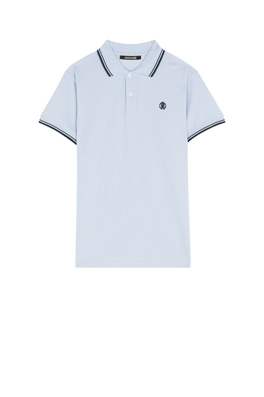 RC RC Monogram-Embroidered Polo Shirt Light blue KOT60A-KB017