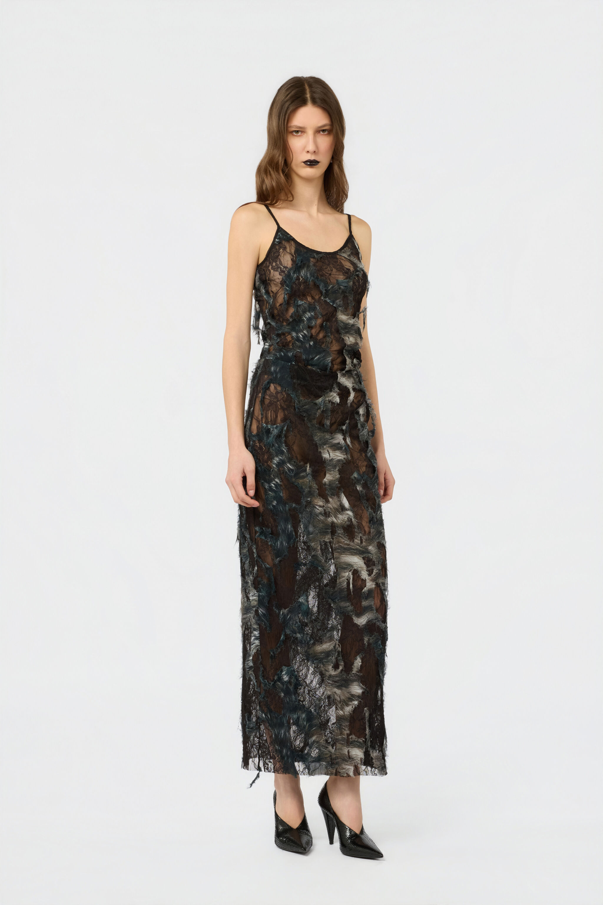 RC Rock mit Furprint auf Spitze im Destroyed-Effekt BLACK/BEIGE XWT314-7HT79
