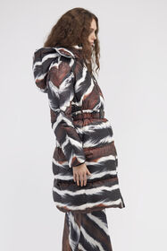 RC Animalier print puffer jacket with belt Dark brown/White RKT801-SRH33