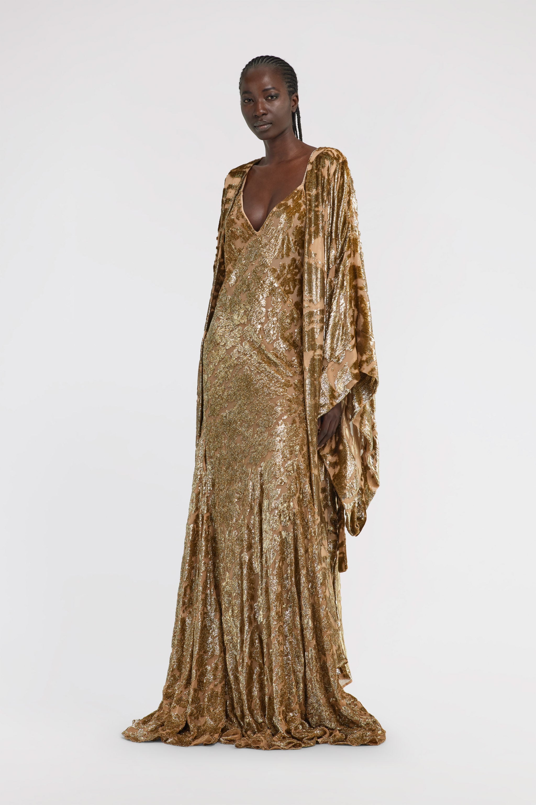 RC Long Velvet Devore Gown RC Long Velvet Devore Gown Gold TKT510-FY036