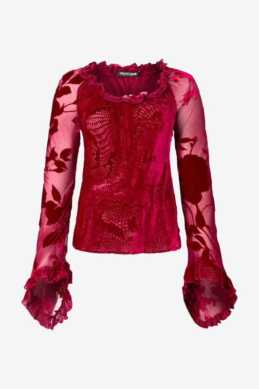 RC Sweater With Rose And Python Pattern RC Sweater With Rose And Python Pattern Red UKT603-VNN53