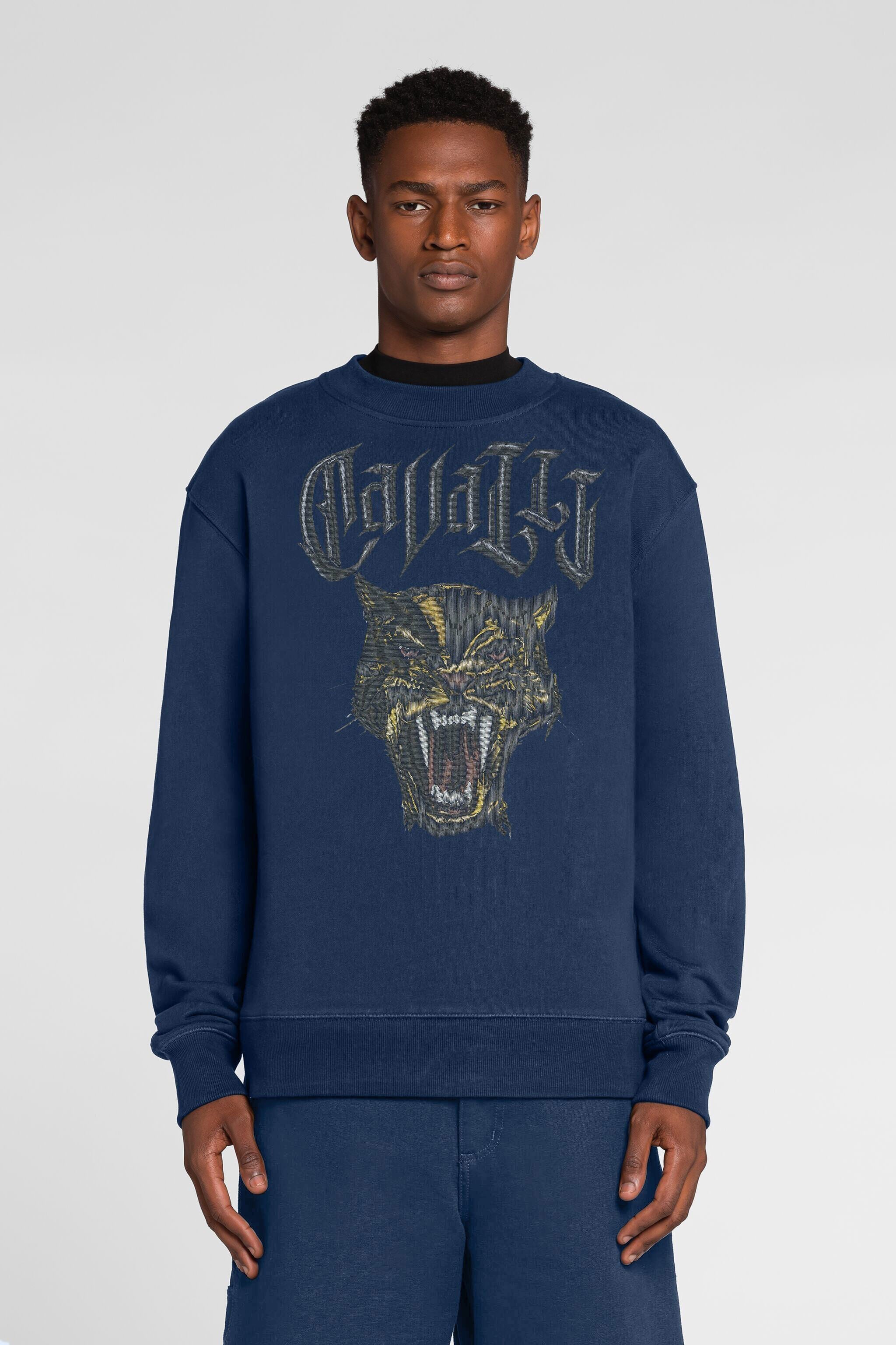 RC Panther-print cotton sweatshirt Dark blue QRT68A-CF050