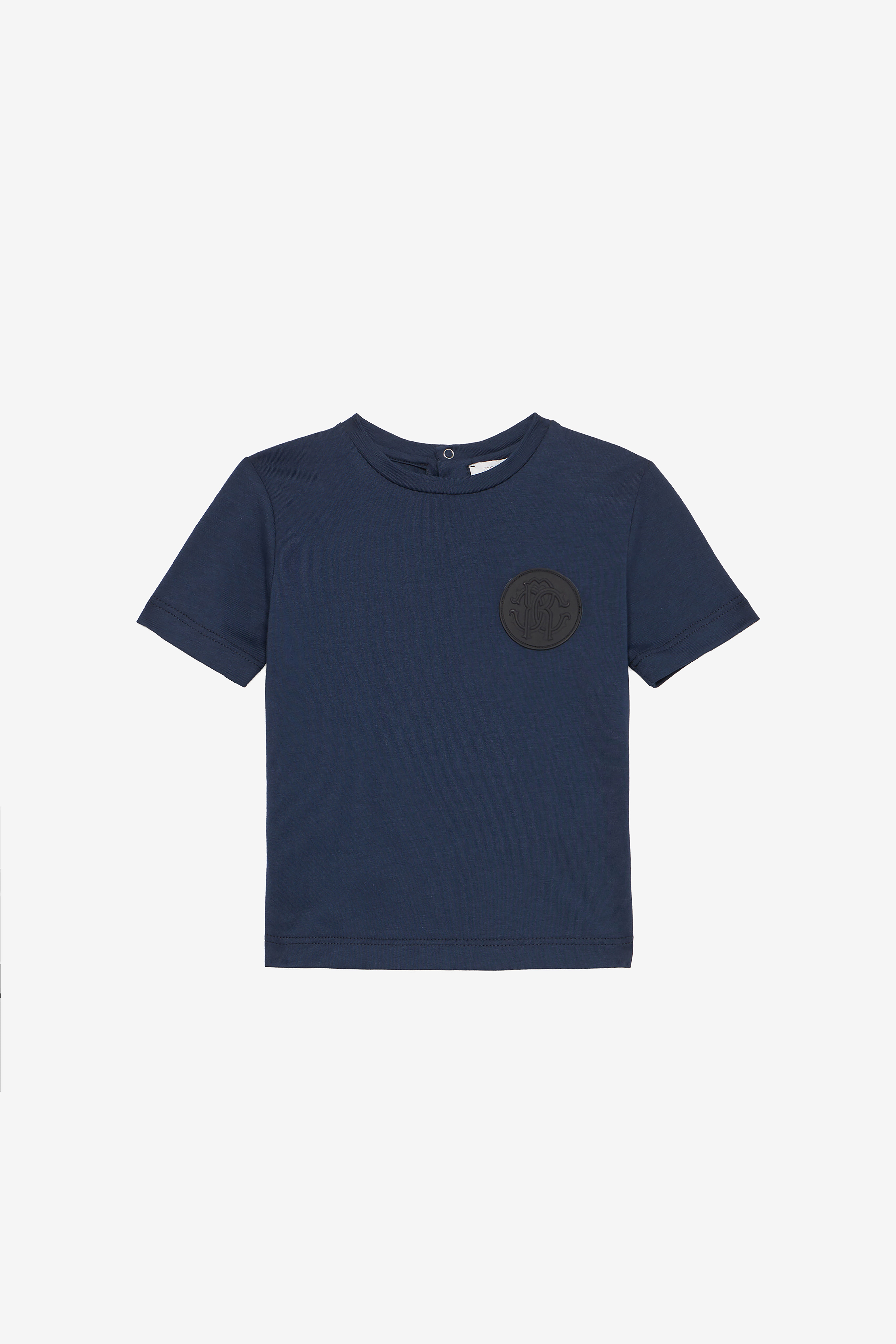JU T-Shirt En Coton Doux Avec Écusson JU T-Shirt En Coton Doux Avec Écusson Bleu foncé UJT622-JD001