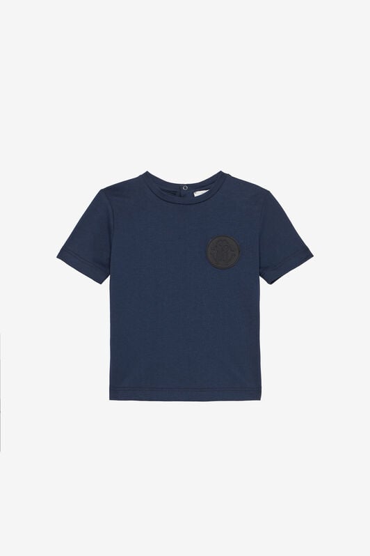 JU T-Shirt En Coton Doux Avec Écusson JU T-Shirt En Coton Doux Avec Écusson Bleu foncé UJT622-JD001