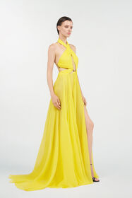 RC Robe Maxi Jaune en Soie avec Découpes YELLOW WQT129-CQ002
