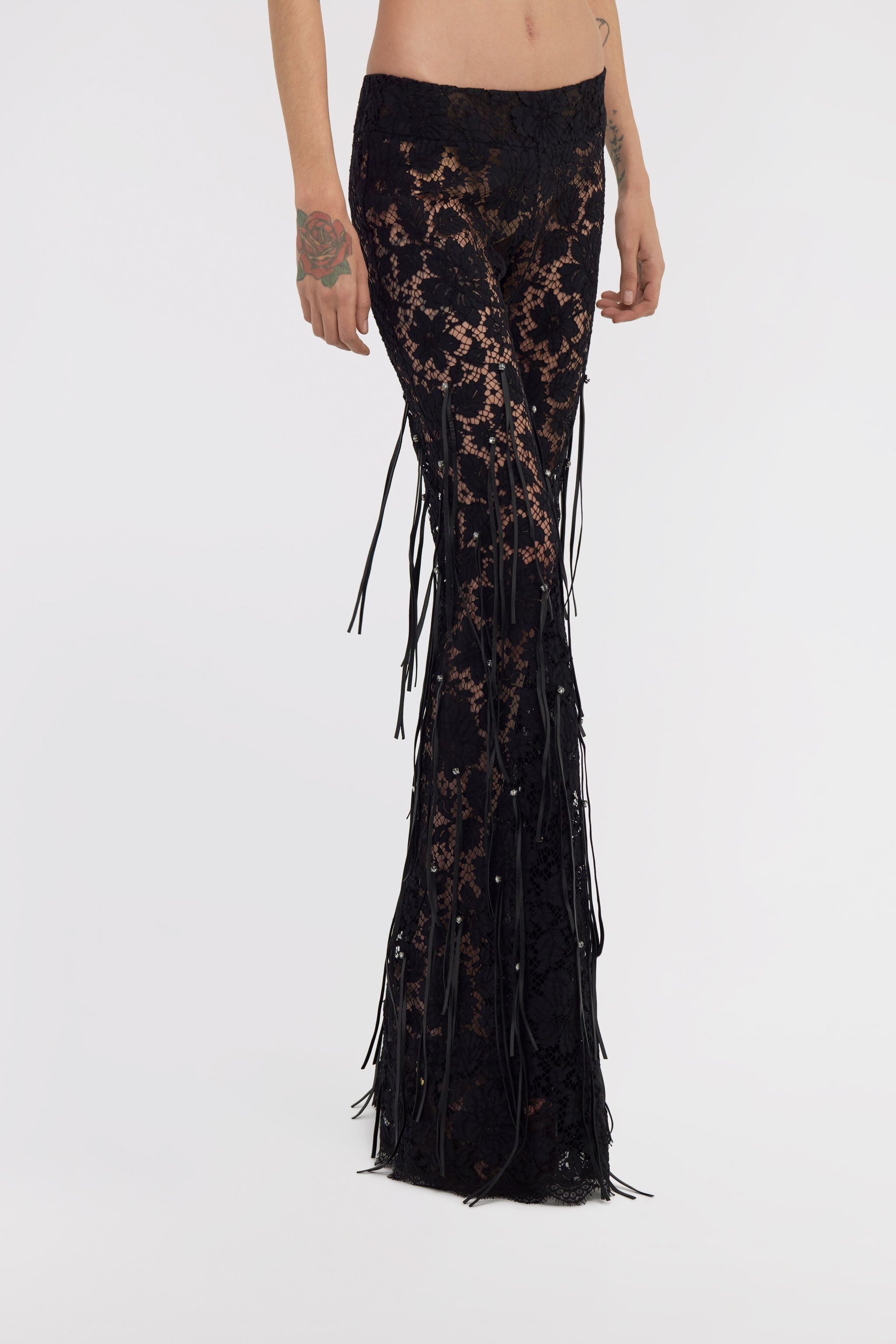 RC Semi-transparent lace trousers Black SKR204-RP001