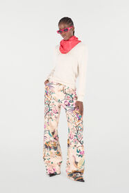 RC Jeans With Oriental Bird Print RC Jeans With Oriental Bird Print Ivory/Pink VKJ207-DAP76