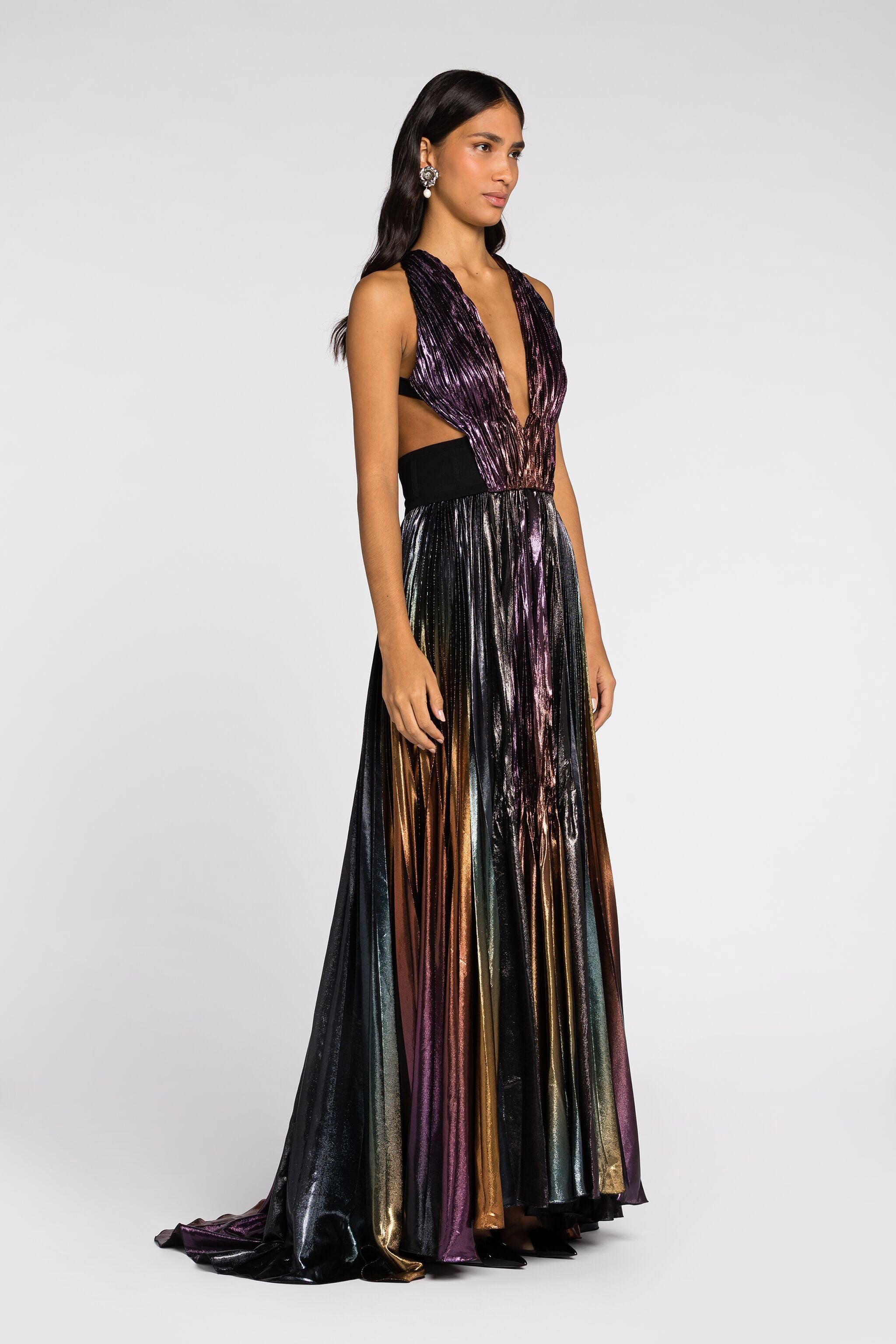 RC Metallisches plissiertes Maxikleid RC Metallisches plissiertes Maxikleid MULTICOLOR PQT100-RJ026