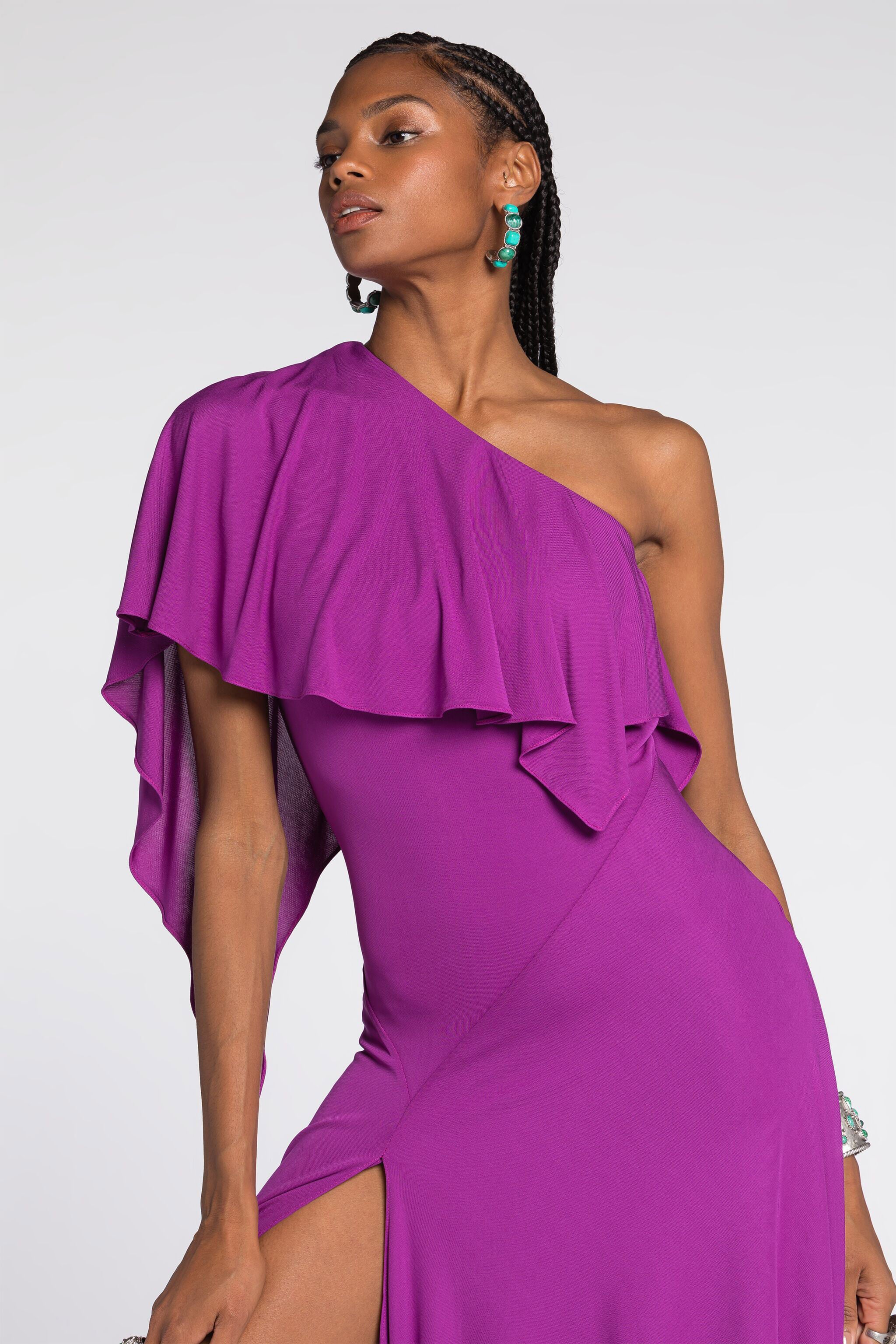 RC Drapiertes One-Shoulder-Kleid RC Drapiertes One-Shoulder-Kleid Lila RKT116-JJ051
