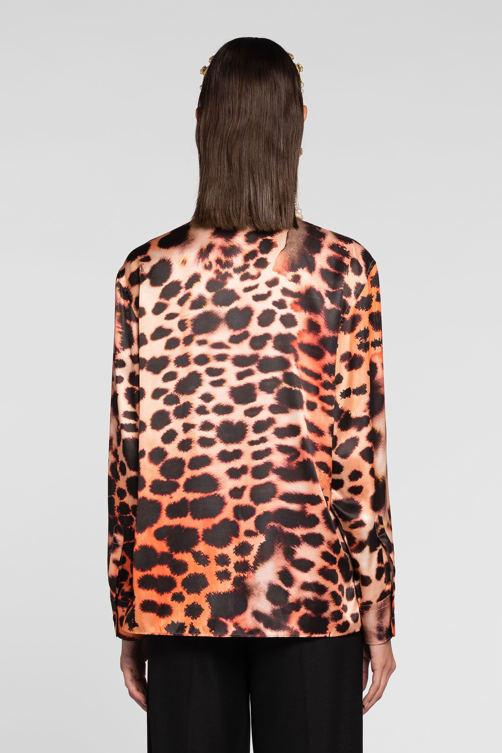 RC Murena Print Silk Blend Shirt Orange QKT704-SZF49