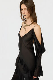 RC Abito Sottoveste In Chiffon Di Seta BLACK XWT129-CC001