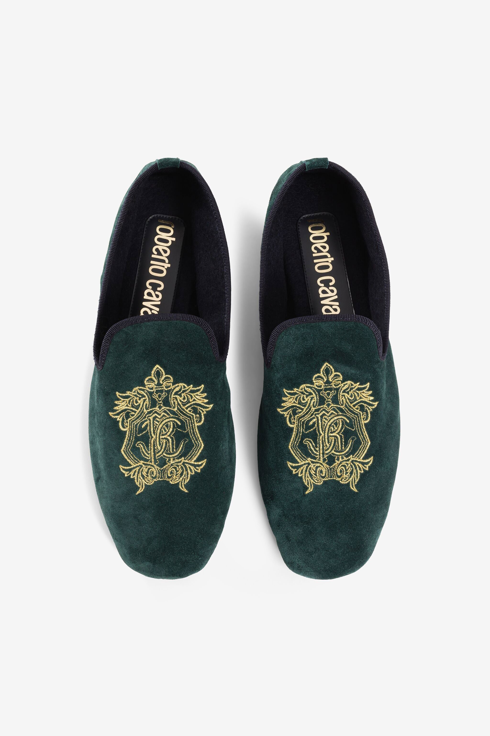 RC Pantoffeln mit Schlangen-Stickerei RC Pantoffeln mit Schlangen-Stickerei DARK GREEN PRS001-PZA95