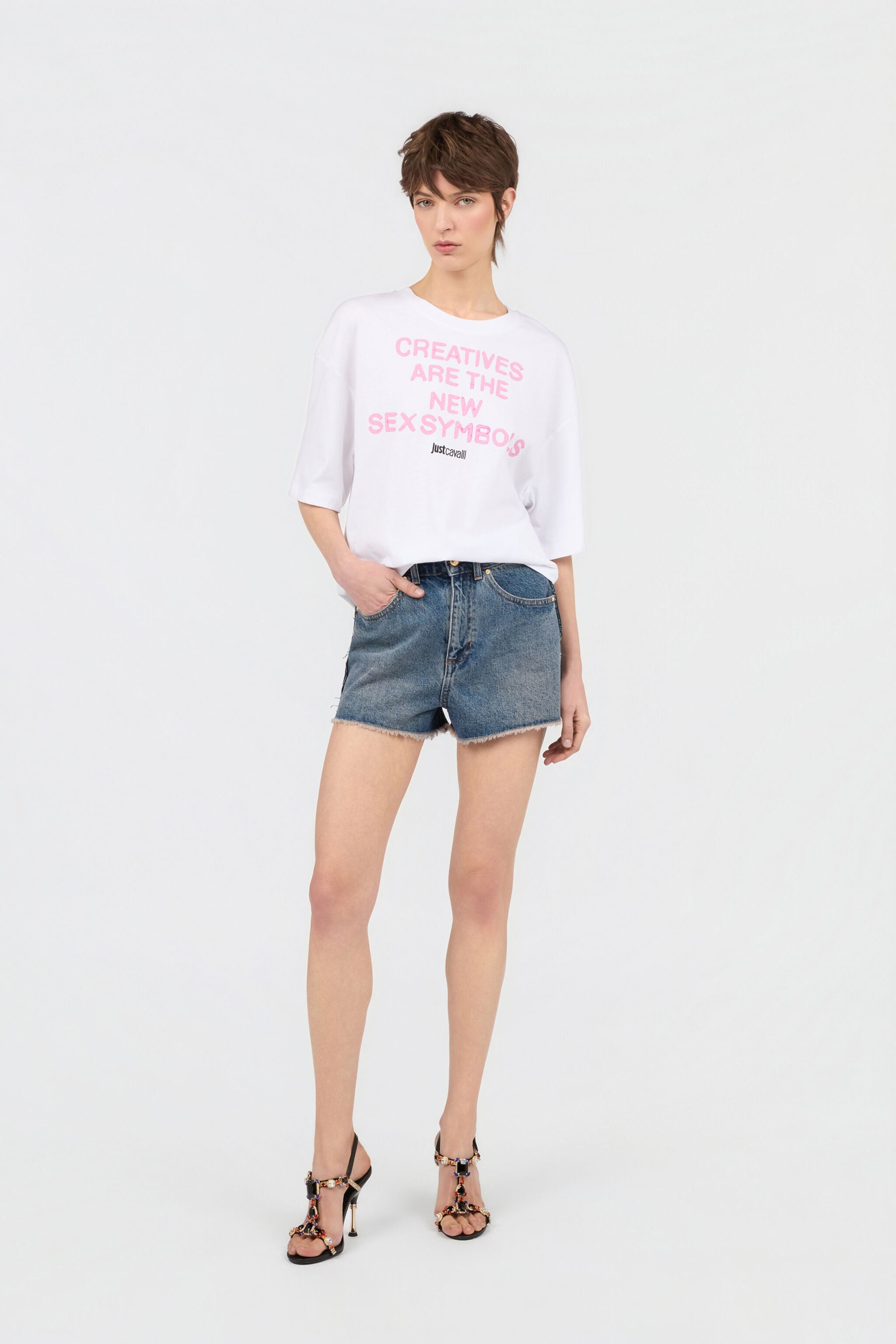 JC White T-Shirt With Logo JC White T-Shirt With Logo WHITE WFT229-WF611