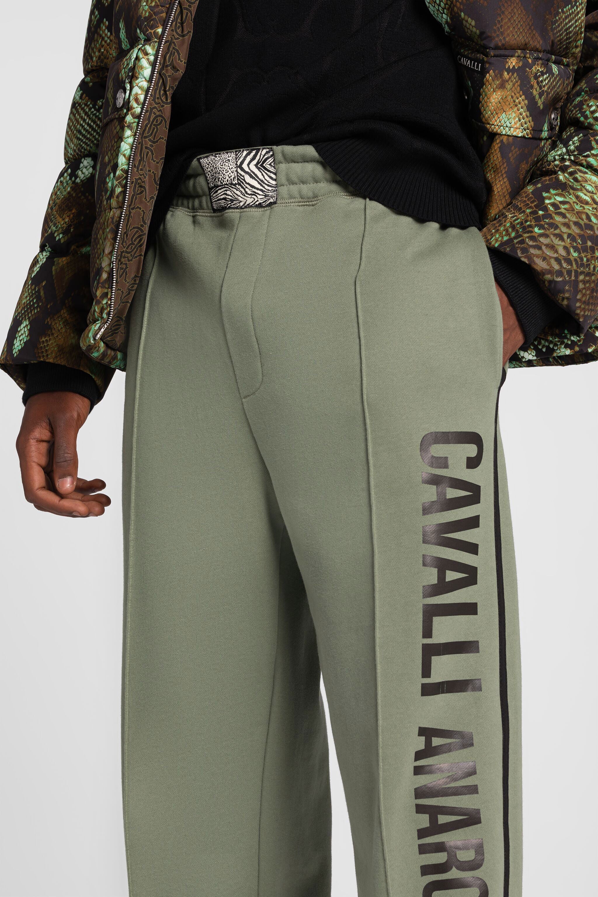 RC Slogan-Print Cotton Sweatpants RC Slogan-Print Cotton Sweatpants Green PRT25D-CF050