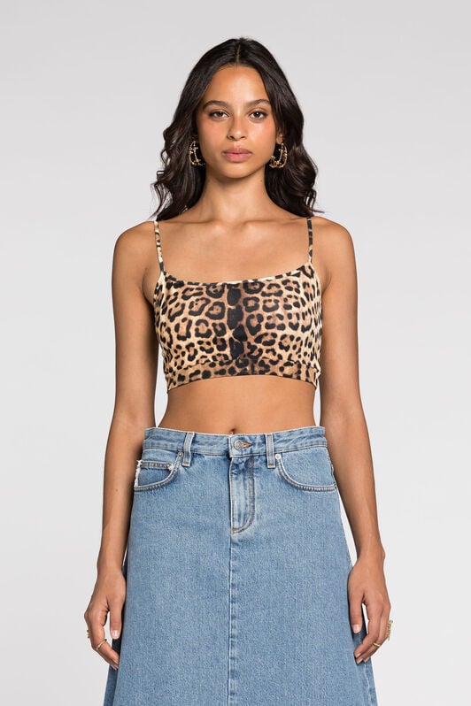 RC Leopard-print cropped top RC Leopard-print cropped top Light Brown RKT602-LNH26