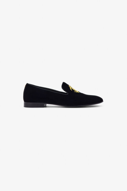 RC Velvet loafers with Monogram Mirror Snake Black/Gold SRS003-VL005