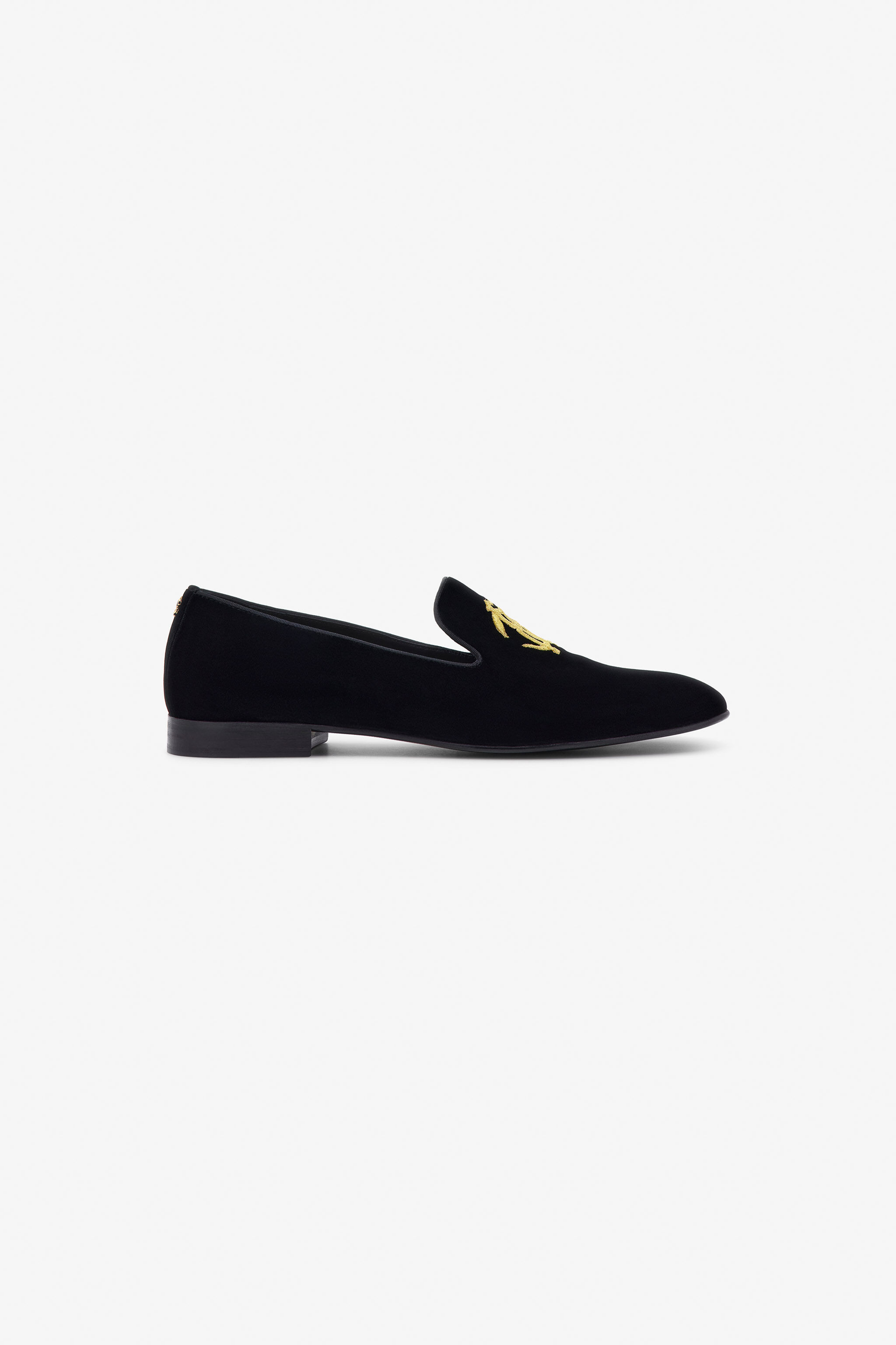 RC Velvet loafers with Monogram Mirror Snake Black/Gold SRS003-VL005