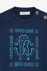 JU Felpa Con Monogram E Logo Blu scuro UJT670-CF050