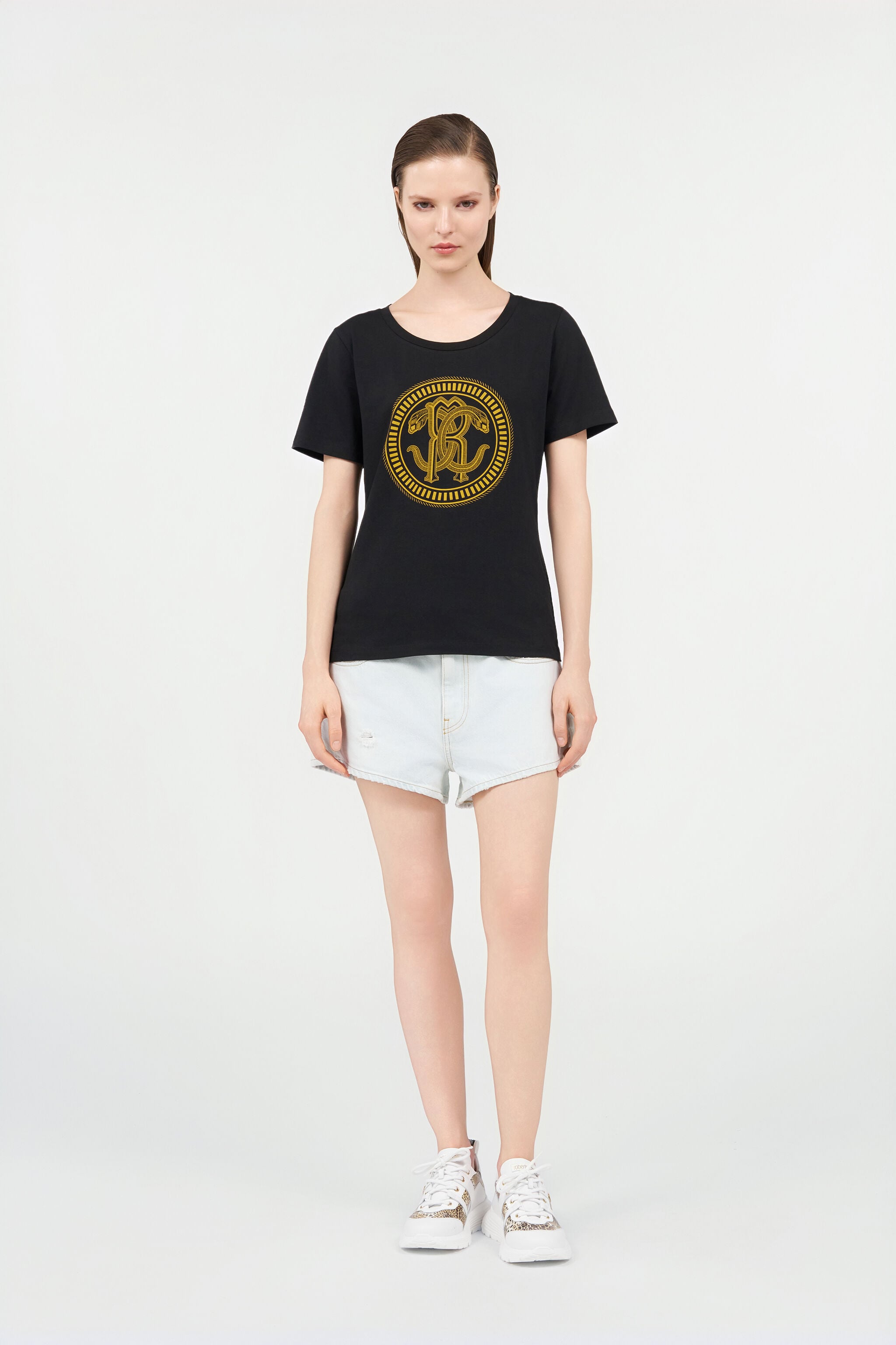 RC Black Cotton T-Shirt with Logo BLACK QOT60C-JV060