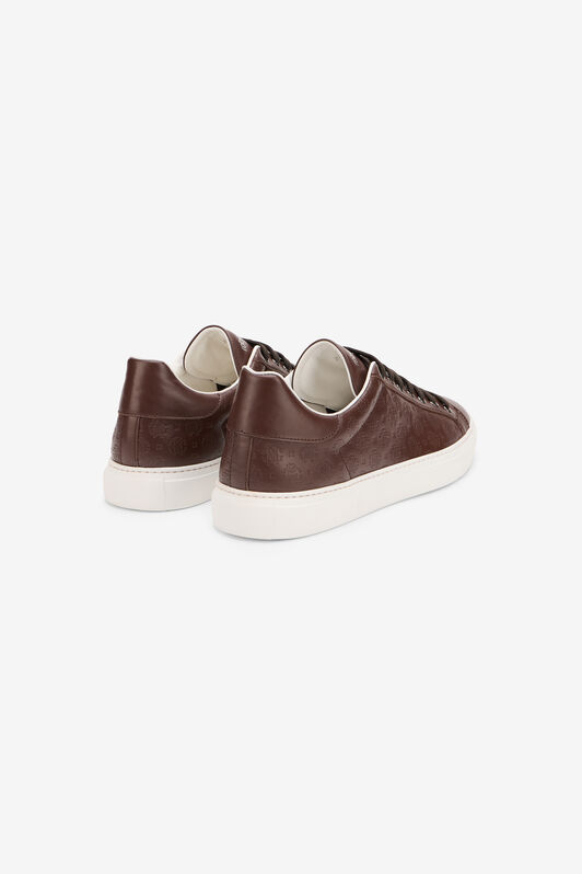 RC Brown Leather Sneakers with Monogram Pattern RC Brown Leather Sneakers with Monogram Pattern DARK BROWN SOS00D-PZA90