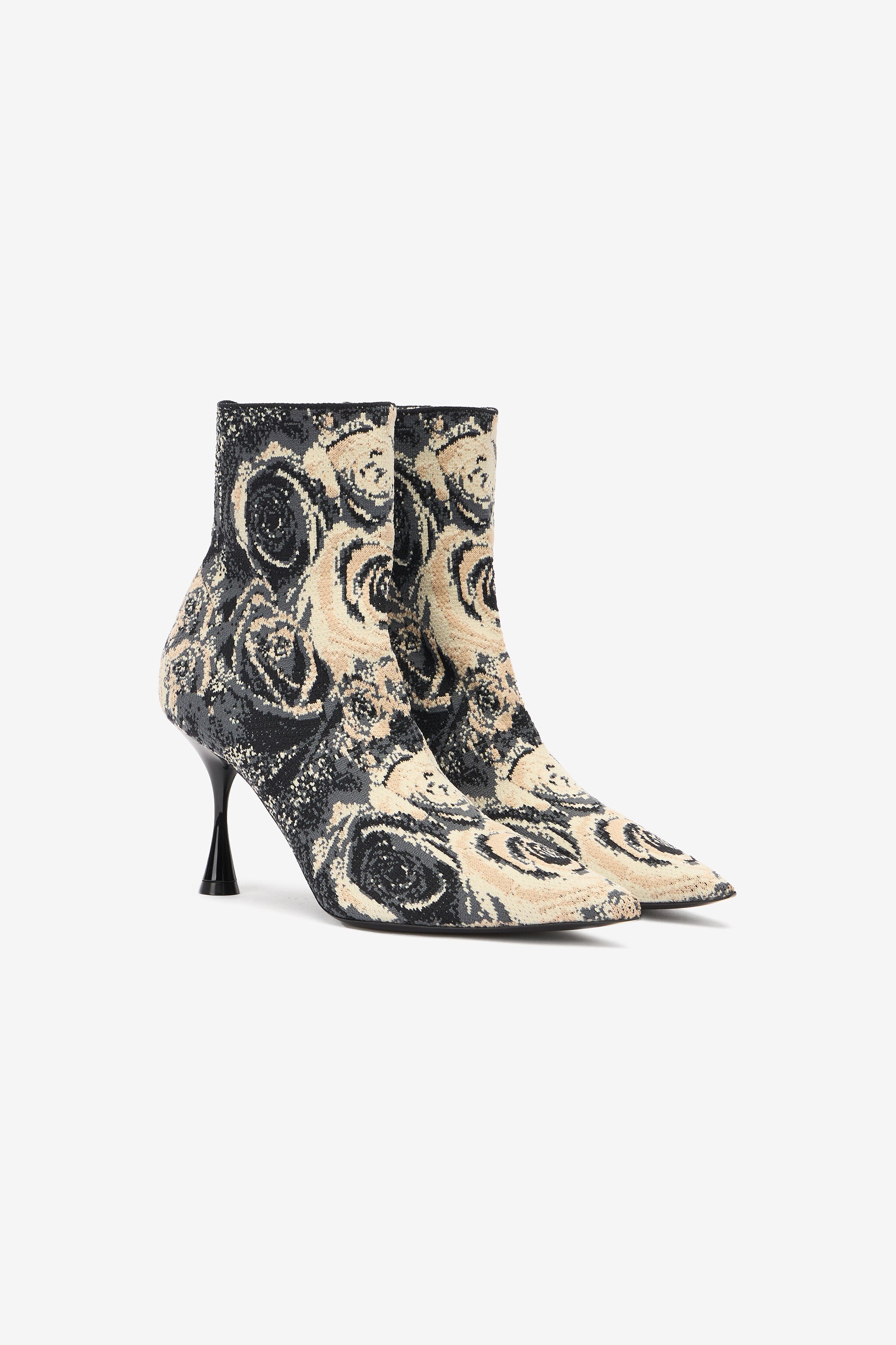 RC Ankle Boots With Rose Inlay RC Ankle Boots With Rose Inlay Black/White UKS004-PQP01