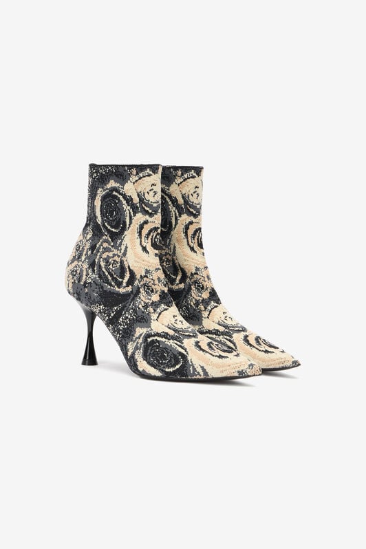 RC Ankle Boots With Rose Inlay RC Ankle Boots With Rose Inlay Black/White UKS004-PQP01