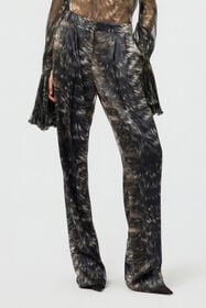 RC Trousers in Silk with Fur Print BLACK/BEIGE XWT202-SZT79