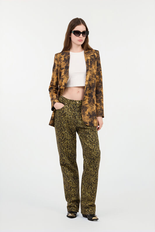 JC Wide Leg Trousers Khaki Animal Print JC Wide Leg Trousers Khaki Animal Print VERDE 185 VFJ046-VF255