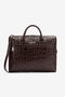 RC Crocodile-Print Document Bag Brown URB005-PZU02