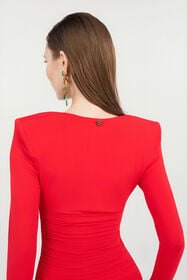 RC Mini vestido drapeado CORAL RED WQT152-LL006