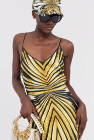 RC Ray Of Gold Print Silk Maxi Dress Gold TKT102-4QM33