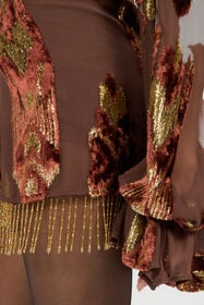 RC Mini Skirt With Fil Coupé Details and Fringes CHOCOLATE XQR305-FC004