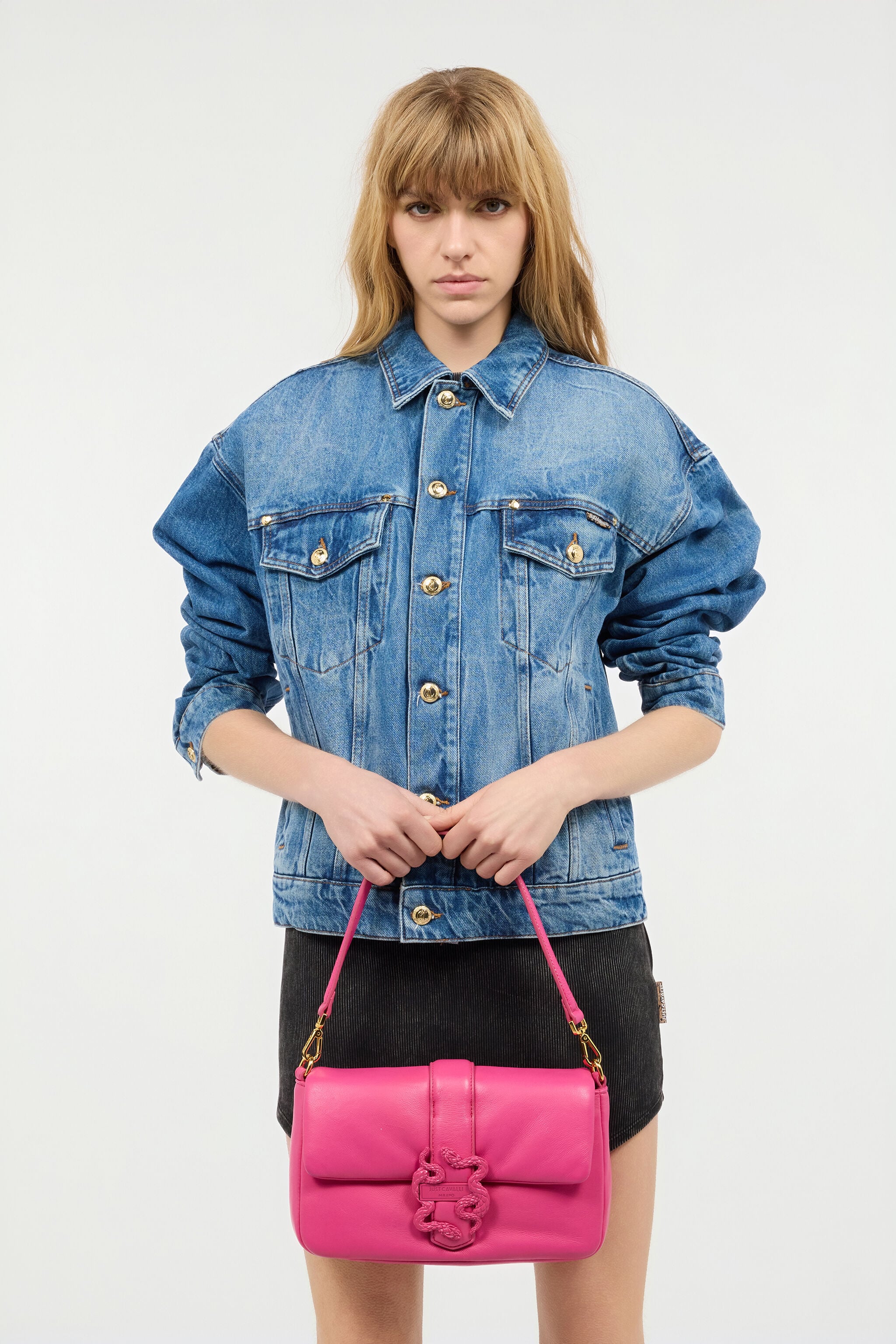 JC Rectangular Bag With Mirror Snake JC Rectangular Bag With Mirror Snake Fuchsia UFB051-UF420