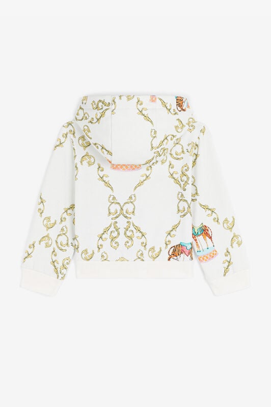 JU Sudadera de algodón con capucha y estampado de filigrana JU Sudadera de algodón con capucha y estampado de filigrana Blanco RJT903-5OG82