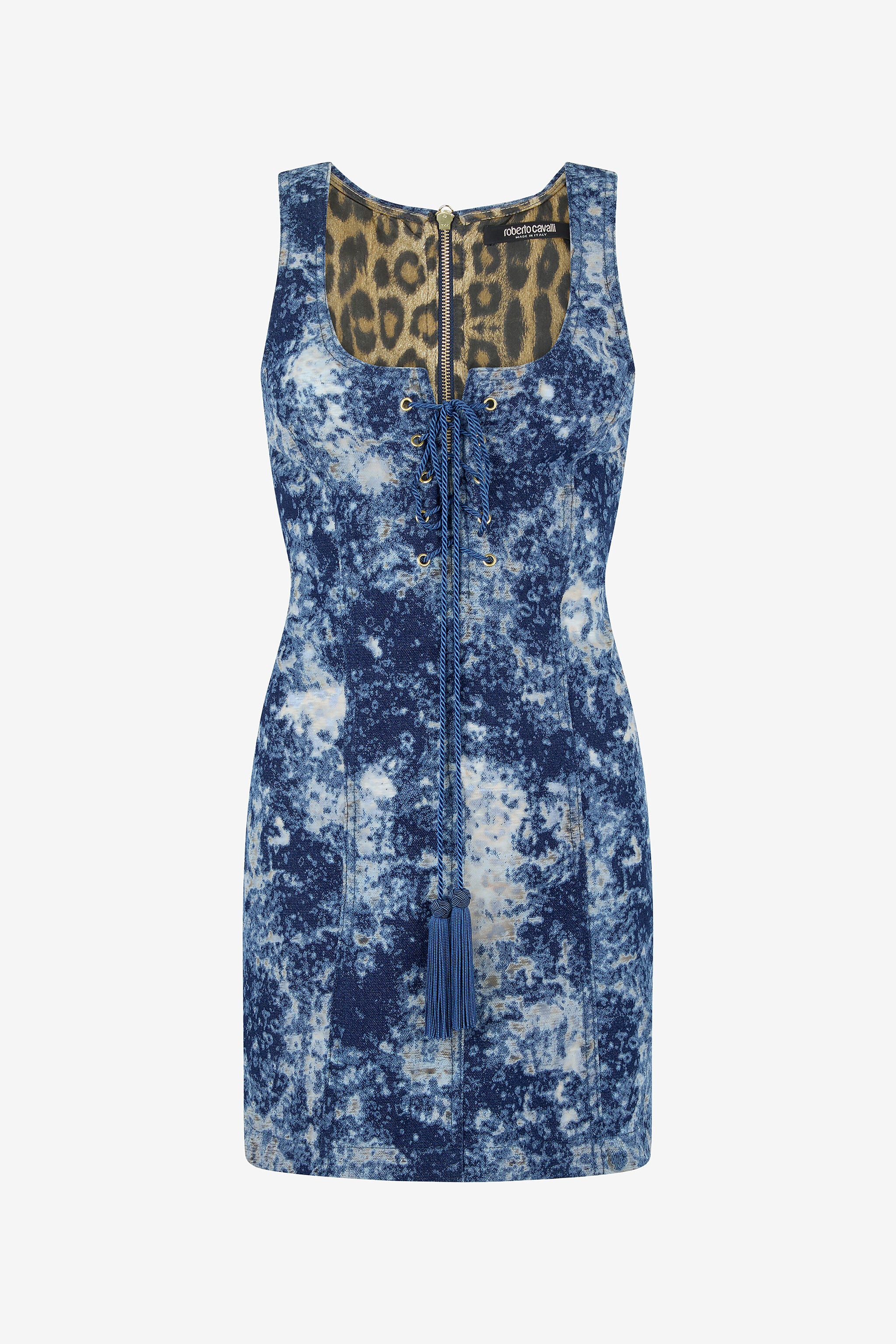 Mini Dress With Discoloration in BLU SCURO for Women | Roberto