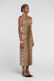 RC Jaguar-Print Dress Light Brown QKT119-7OF53