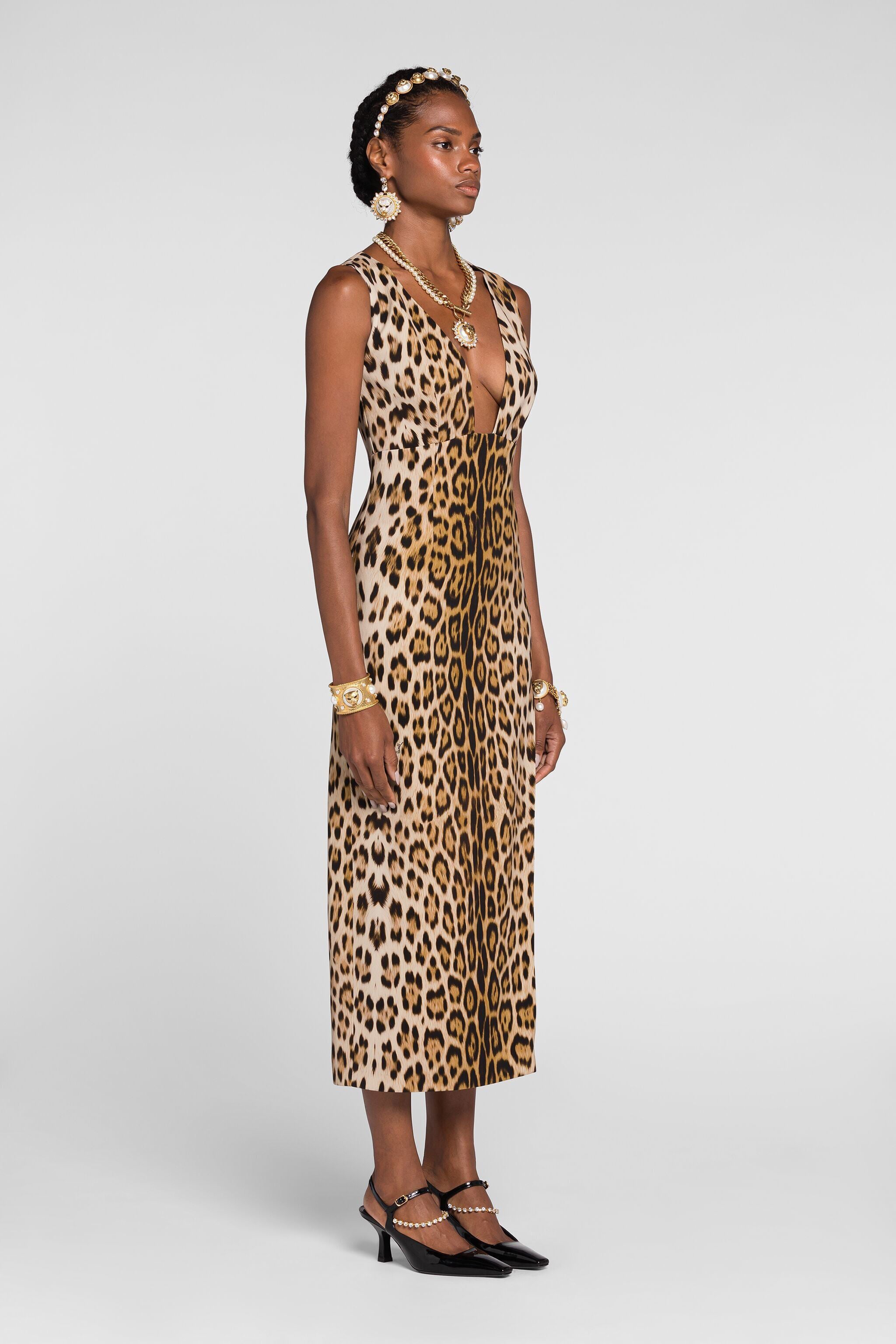 RC Jaguar-Print Dress RC Jaguar-Print Dress Marrón claro QKT119-7OF53