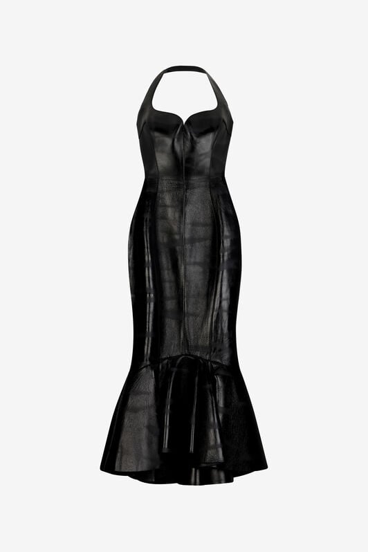 RC Black Genuine Leather Midi Dress RC Black Genuine Leather Midi Dress Black VWP108-PN001