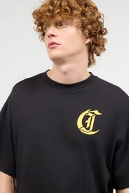 JC T-Shirt With Floral And Tropical Bird Print Black UFT056-UF076