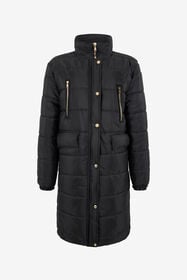 RC Schwarze Lange Pufferjacke Mit Hohem Kragen BLACK TOT40B-FT014