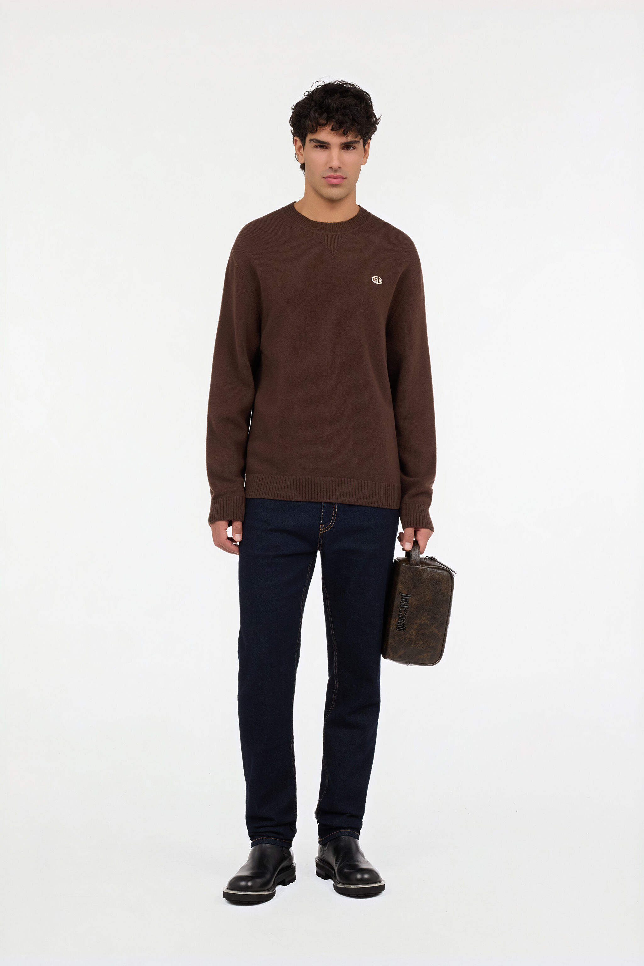 Chocolate sweater with RC monogram in CHOCOLATE for Men | Roberto