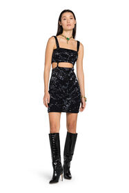 RC Leopard Bead-Embellished Mini Dress Nero JQR155-JJ050