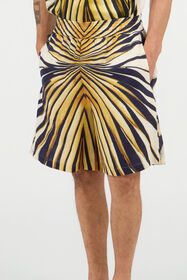 RC Ray Of Gold Print Linen Bermuda BLACK IVORY TRT270-3HM70