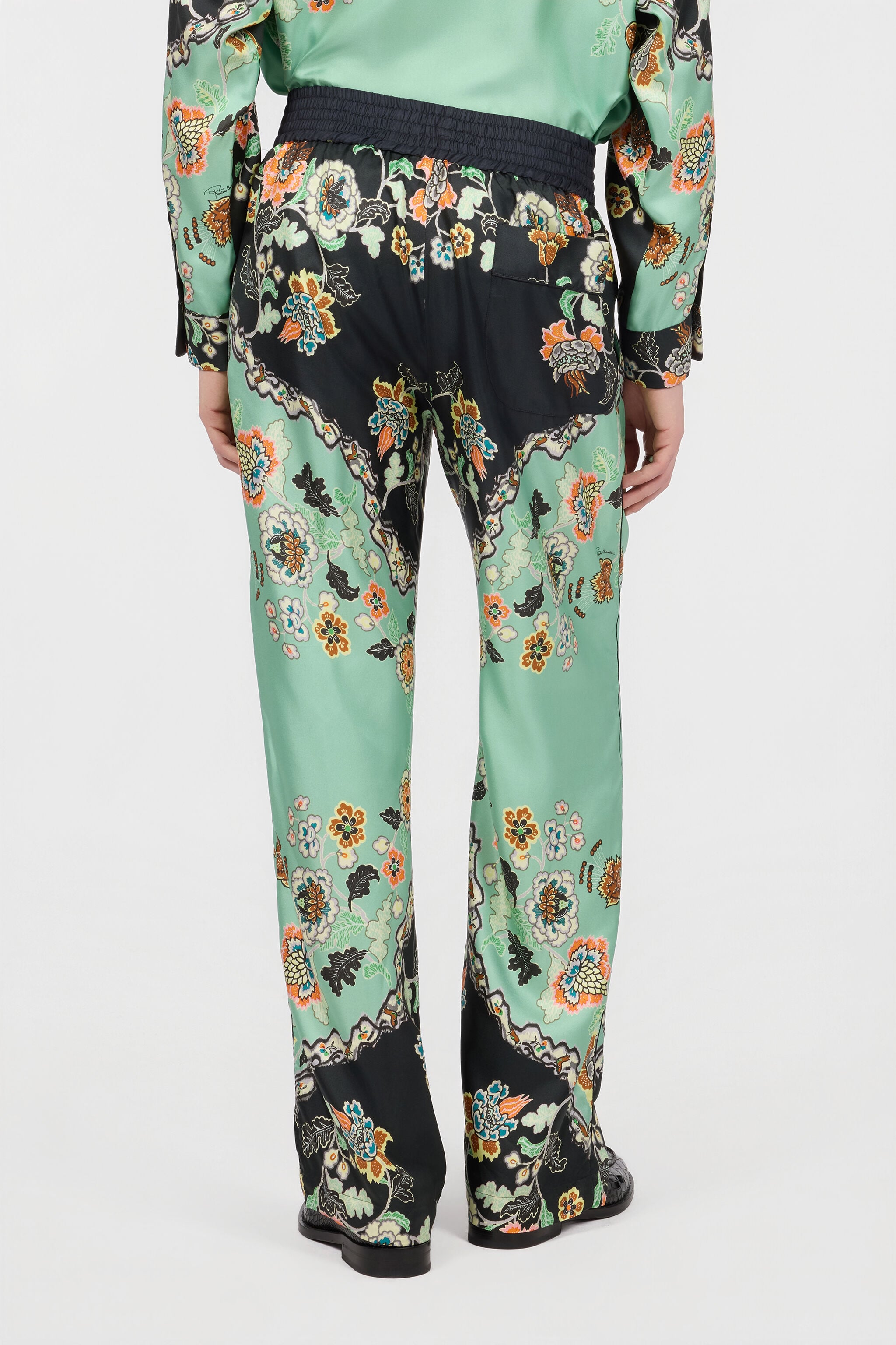 Kimono Print Trousers in DARK GREEN/BLACK for Men | Roberto Cavalli®